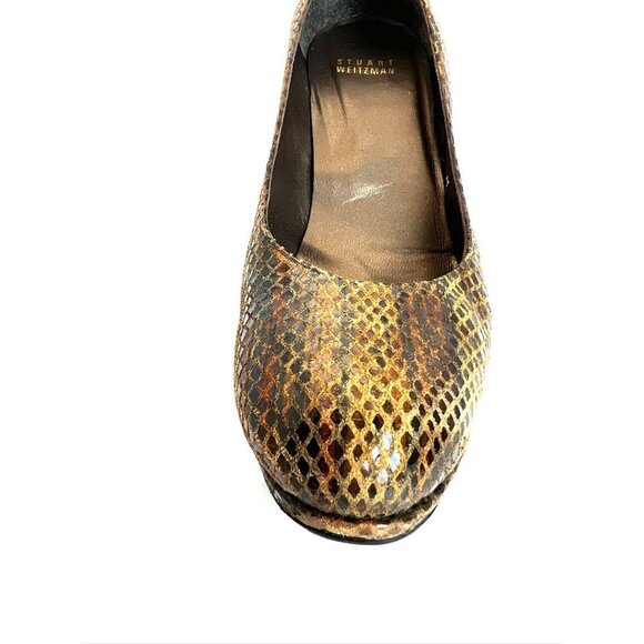 Stuart Weitzman Platform Pump Snake Embossed Leather Heels 6.5 - Picture 5 of 9